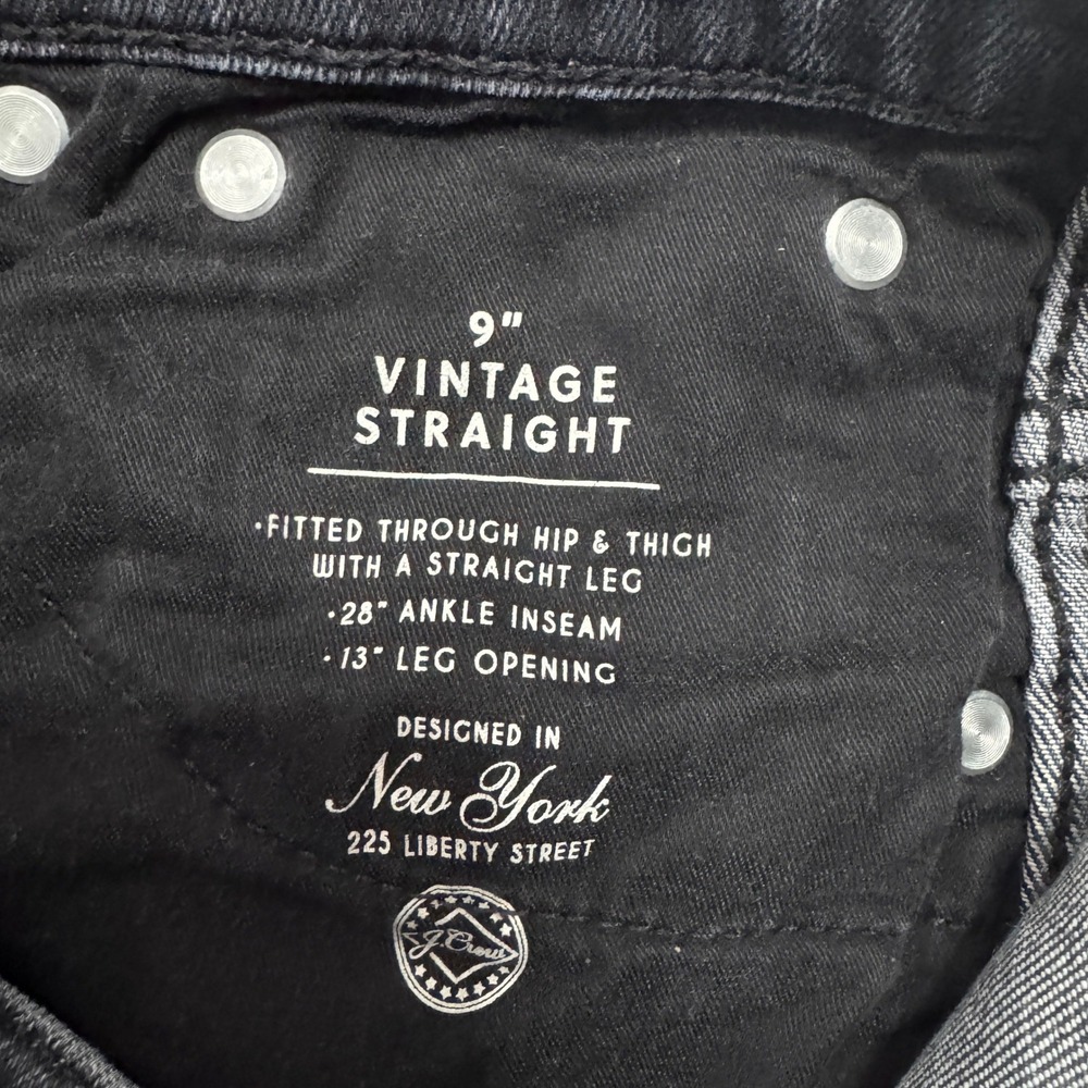 J. Crew 9" Mid Rise Vintage Straight Jeans Dark Gray Rinse Wash Size 28 - Picture 4 of 7